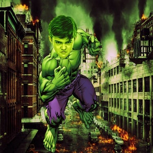 Ritratto personalizzato di Hulk, cartone animato personalizzato di Hulk, ritratto di caricatura di supereroe digitale per bambini, foto stampabile della stanza del neonato Marvel, regalo di Natale