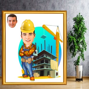 Aangepaste bouw cartoon portret, bouw karikatuur, bouw cadeau, bouw cartoon, bouw karikatuur van foto