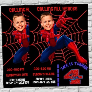 Spiderman und Miles Morales Digitale Geburtstagseinladung, Superhelden-Einladung, Digitale Kinder Party Sofortiger Download Personalisierte Einladung