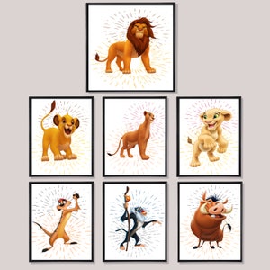 Lion King Digital Watercolor Printable, Hakuna Matata Children Wall Decor, Simba Pumba and Nala Nursery Art Decor, Gift For Girls and Boys