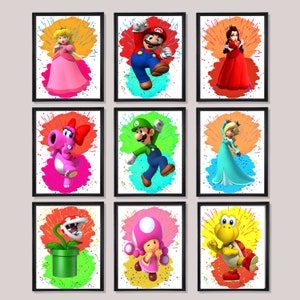 Super Mario Watercolor Art Prints: Kids Room Decor (Digital Download)