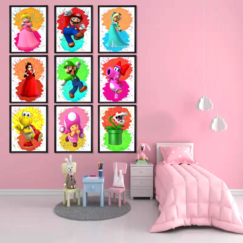 Super Mario Printable Set of 9, Mario and Luigi Bros Photo for Birthday