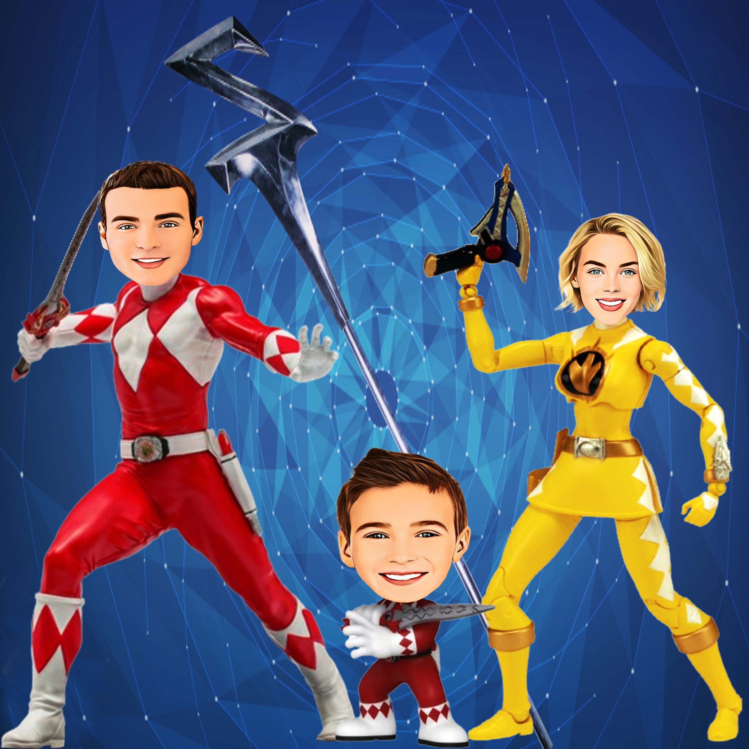 Power Rangers Family Portrait: Custom Superhero Caricature (digital ...