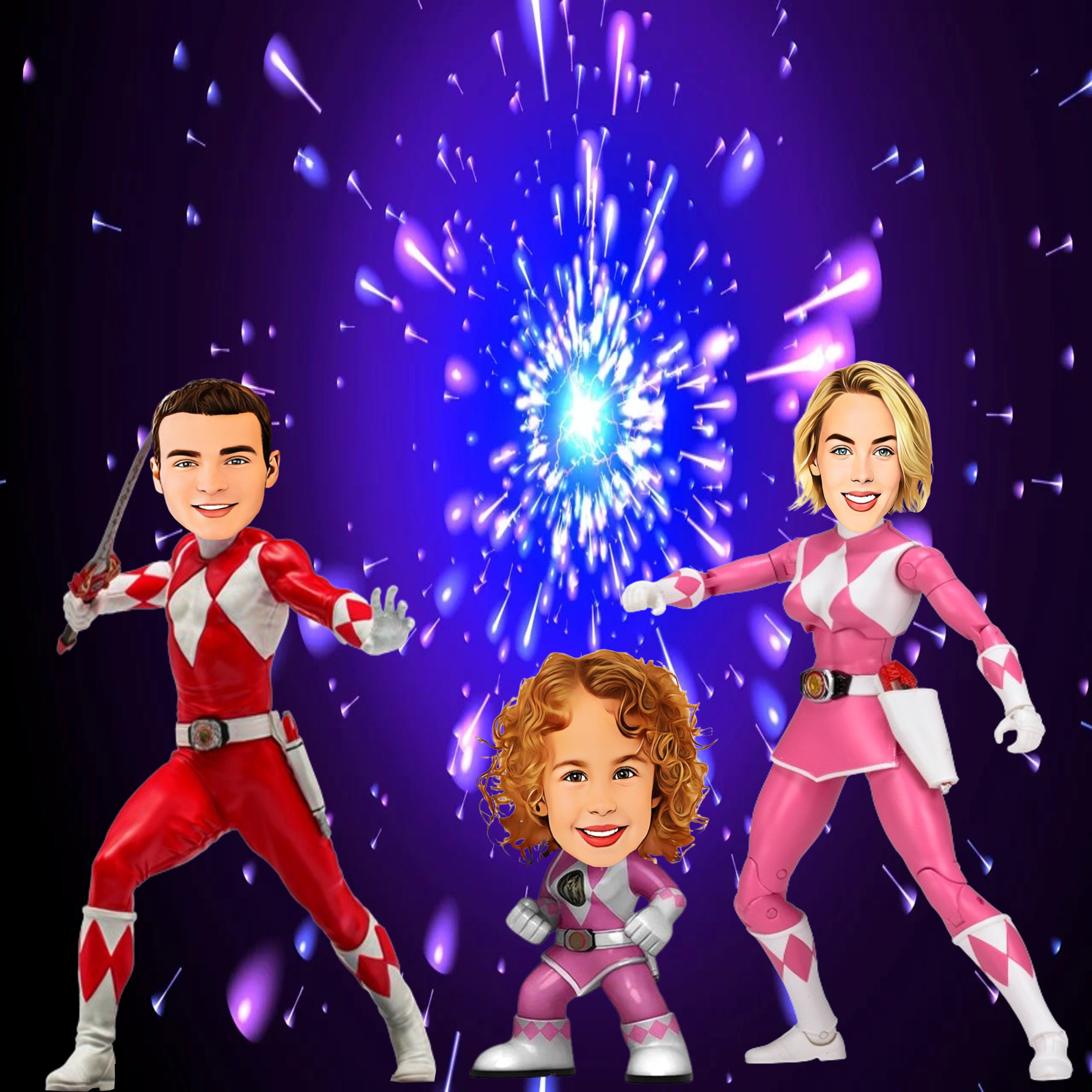 Power Rangers Family Portrait: Custom Superhero Caricature (digital ...