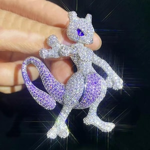 5AAA+ CZ Hip Hop Iced Out Full Bling Cartoon Character Charm Pendant Necklace 14k Real Gold Plated with Rope Chain