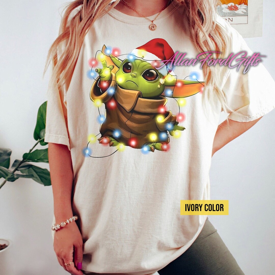 Star Wars Baby Yoda Christmas Light Shirt Baby Yoda Christmas Etsy