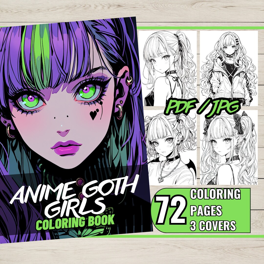 Anime Gothic Girls Coloring Book 72 Page Manga Fantasy - Etsy