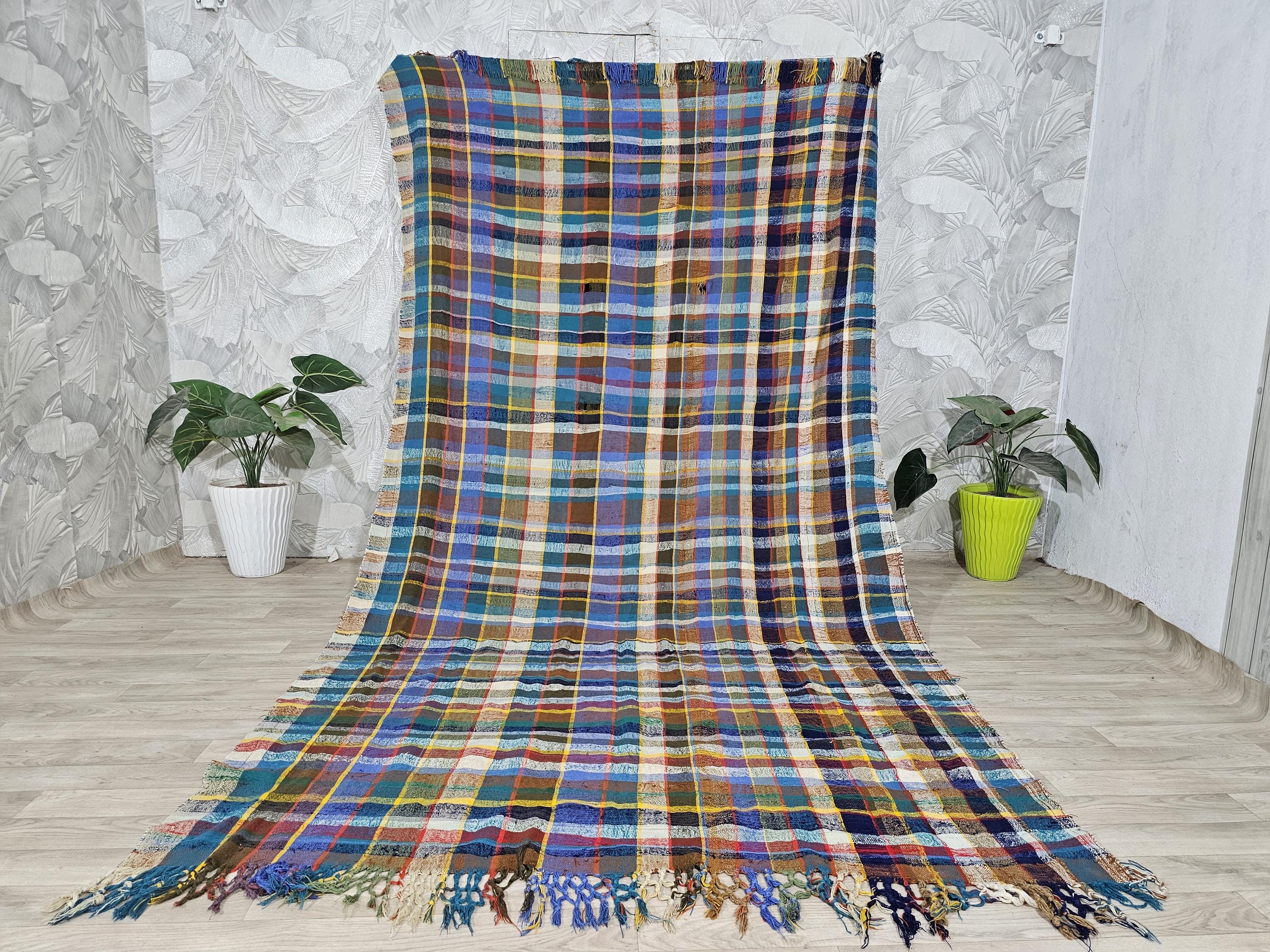 5,4 x 9,9 FT 本物の古いベルベルブランケット - HAIK VINTAGE