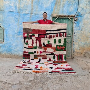 Handmade Chekered Moroccan Rug: Natural Wool Berber Rug