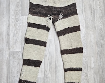 Hand-Knitted Wool Trousers: High Atlas Berber Tabban Pants
