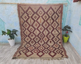 Natural Weave Hemp Rug 6&#39;4x8&#39;3 ft , Berber Rug Hasira or Hassira mat, Straw & Wool, in 198x255 CM