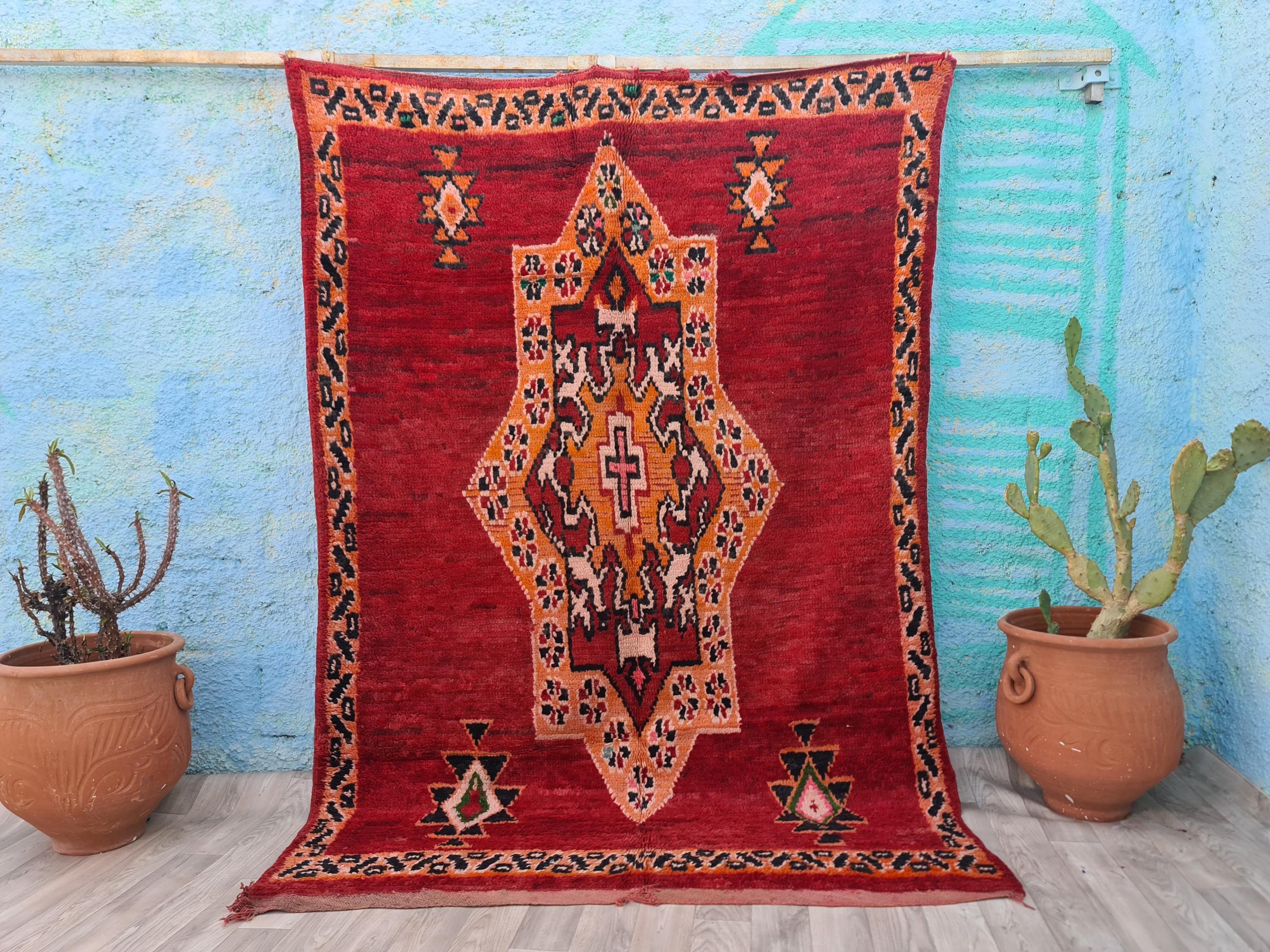 Handwoven Wool Moroccan Rug: 4.7x6.8 Ft Vintage Beni Ourain - Etsy