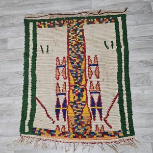 Vintage Moroccan Azilal Rug: Colorful Berber Design, 2.7x3 ft