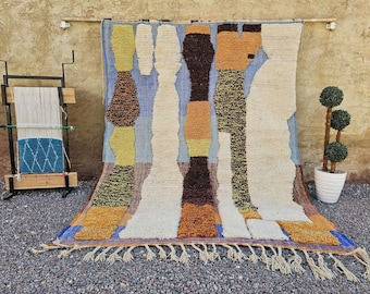Authentic Moroccan wool - Modern Abstract Berber Rug - Colorful Geometric Tribal Carpet - Custom Hand-Woven Rug