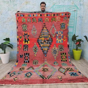 5&#39;8x8&#39;3 ft Moroccan vintage- Berber Rug - Boujaad boho - Handmade Rug - blue wool-in 177x255 CM