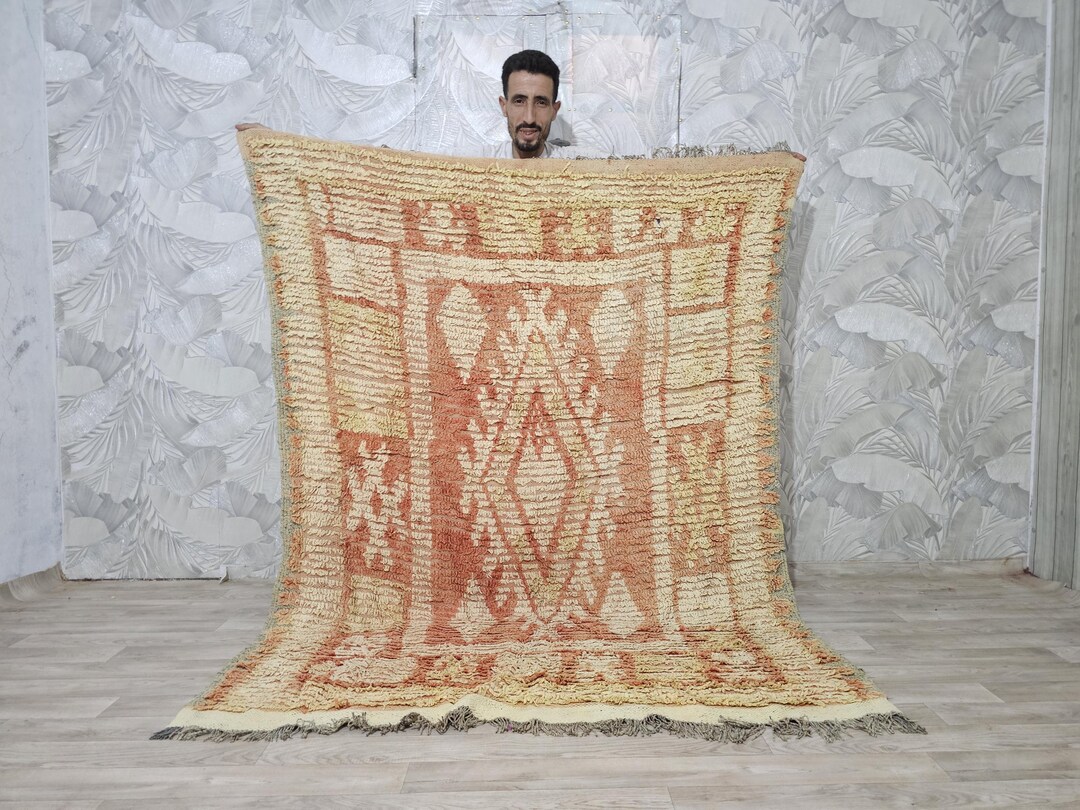 Authentic Handmade Rugs 5x6,5 Ft AUTHENTIC Handmade Rug,geometric Boujad Pink Wool Rug,old ...
