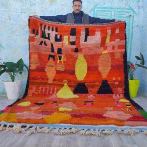 Handmade Moroccan Berber Wool Rug: Large Colorful Area Rug