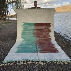 Handwoven Wool Moroccan Rug: Flat Kilim, Berber Design