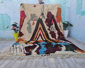 Handmade Wool Moroccan Rug: Colorful Berber Carpet, 8x10 ft