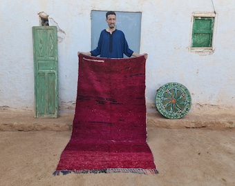 Handmade Vintage Berber Rug: Moroccan Azilal Boho Carpet