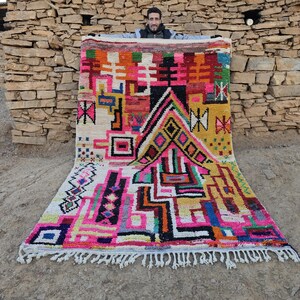Handwoven Berber Rug: Colorful Moroccan Wool Carpet