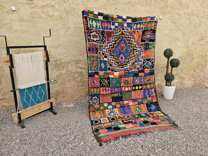 Large Patchwork Rugs Handmade Moroccan Boucherouite Rug, Vibrant Boho Carpet, Vintage ...