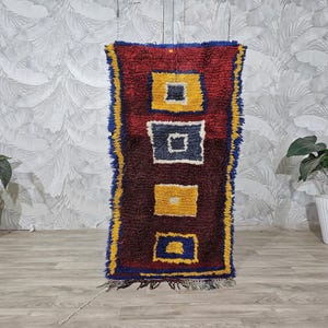 Tappeto boujaad vintage antico, 2,4 x 4,4 piedi, tappeto marocchino, tappeto Boujaad vintage, decorazione artigianale, tappeto in morbida lana, tappeto boujaad 75 x 136 cm