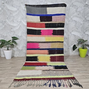 4x9,3 FT Authentic old Berber blanket -HAIK VINTAGE hand-woven Moroccan blanket-unique- boho- old fabric  124x284 cm