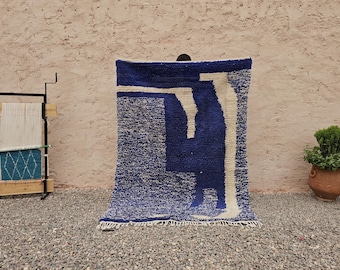 Handmade Indigo Blue Moroccan Rug – Berber Wool Rug