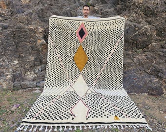 Handmade Beni Ourain Rug: Moroccan Berber Wool Carpet