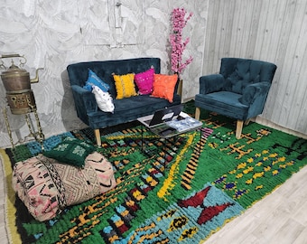 Handmade Green Berber Wool Rug: Custom Moroccan Area Rug