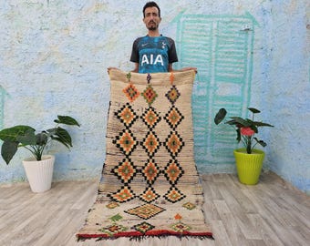 Vintage Berber Area Rug: 97x178 CM Boho Azilal Rug