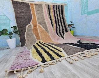 Multicolored Berber Rug: Custom Moroccan Boujaad Wool Carpet