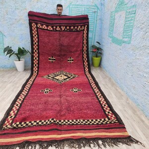 Authentic vintage moroccan rug -el rehamna-5&#39;6x13&#39;6FT-173X416 CM - Exquisite rug, thick and textured, rich pattern, purple  and black shades