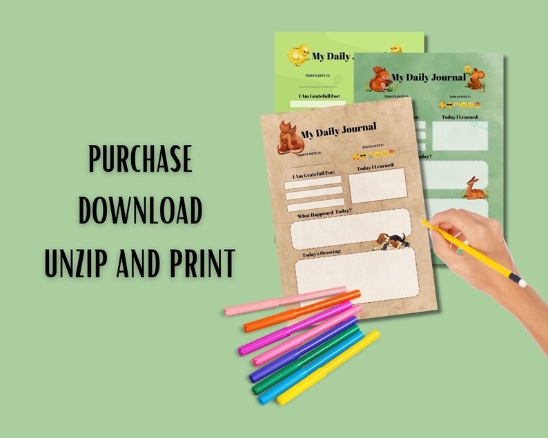 Kids Daily Journal | Printable Kids Journal | Journal Pages | Diary for ...
