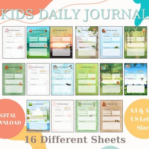 Kids Daily Journal Mega Bundle | 16 Designs Printable | Daily Routine & Feelings Tracker for Children | PDF Download