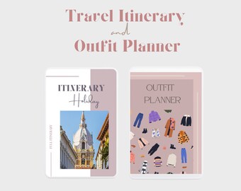 Bundel reisroute en outfitplanner. Mobiele iPad-sjabloon. Canva digitale bewerkbare reisplanner. Reisorganisator. Afdrukbare sjabloon