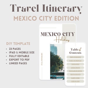 Mexico City Holiday Travel Itinerary Mobile & iPad Template. Digital Editable Travel Planner. Canva Trip Organizer. Mexico Guide Checklist