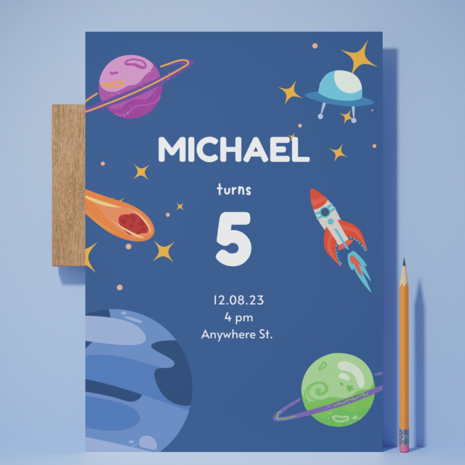 Editable Space Theme Birthday Invitation Space Template - Etsy
