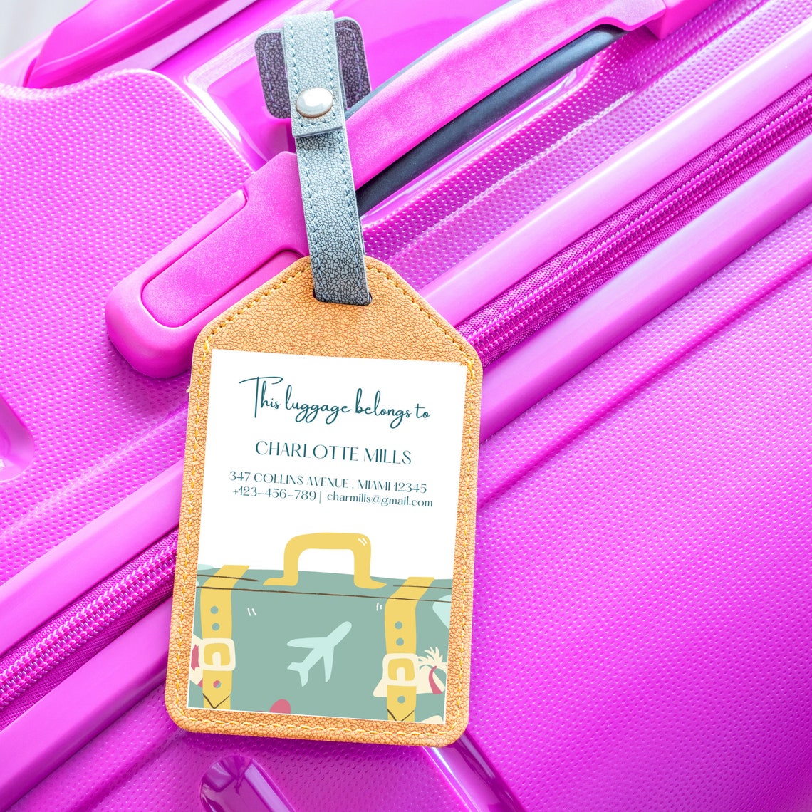 Editable Luggage Tag Template. Travel Itinerary. Digital Editable Editable Luggage Tag Template. Travel Itinerary. Digital Editable