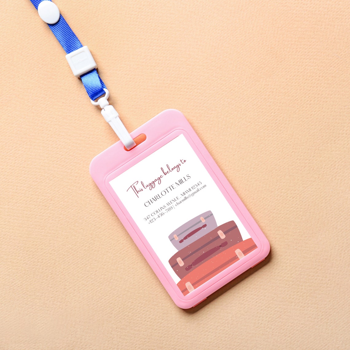 Editable Luggage Tag Template. Travel Itinerary. Digital Editable Suitcase Tag. Instant Download