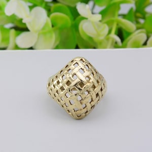 Gold Jali Ring: Filigree Mandala Brass Ring,