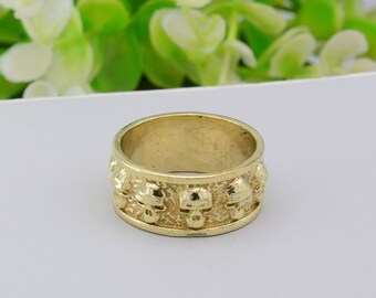 Gold Fidget Skull Ring: Gothic Anxiety Unisex Ring,