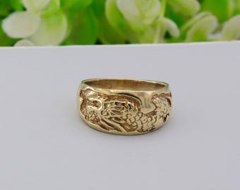 Gold Drachen Ring: Messing Minimalist Unisex Band, asiatisch inspiriert,