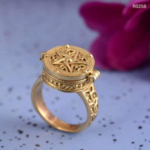 Handmade Brass Locket Ring: Star Box, Secret Message, Bohemian Style,