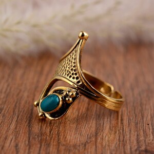 Beautiful Turquoise ring , gemstone ring, handmade ring, gift item, promise ring ,handmade jewelry Bohemian ring, Gift for her, Women's ring image 3