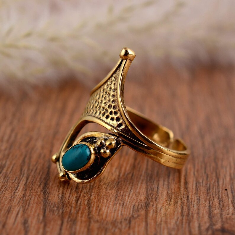 Beautiful Turquoise ring , gemstone ring, handmade ring, gift item, promise ring ,handmade jewelry Bohemian ring, Gift for her, Women's ring image 3