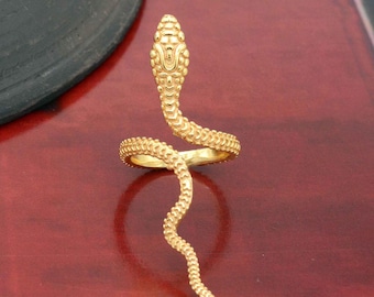 Brass Snake Coil Ring: Adjustable Open Serpent Band,