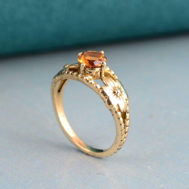 Yellow Citrine ring, Gemstone ring, Boho ring, Handmade Ring, Minimalist ring, Dainty ring, Gold Citrine ring, Gift for her, Women's ring image 1