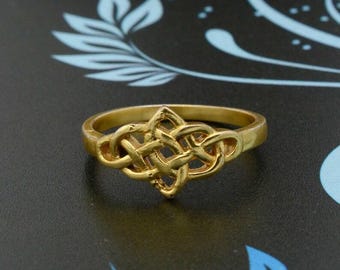 Brass Filigree Celtic Knot Ring: Handmade Dainty Stacking Ring,